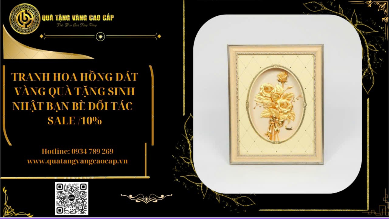 TRANH HOA HỒNG DÁT VÀNG QUÀ TẶNG CHO PHÁI ĐẸP