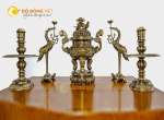 Bộ đỉnh đồng rồng chầu nguyệt đôi nến tứ linh KT 70 cm Đồ đồng Việt