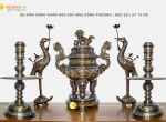 Bộ đỉnh đồng thờ cúng cao cấp khảm ngũ sắc 5 chữ vàng cao 70 cm - Đồ đồng Việt 