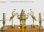 Bộ đỉnh đồng vàng bóng hoa sòi tai mây 3 chữ phúc lộc thọ KT 50cm Đồ đồng Việt