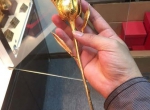 Bông hoa hồng mạ vàng 24K với chụp thủy tinh sang trọng