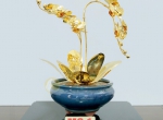 Chậu Hoa Lan Hồ Điệp bằng đồng dát vàng 24K MS1