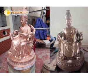 Đúc tượng mẫu cửu trùng thiên bằng đồng đỏ đẹp tinh xảo