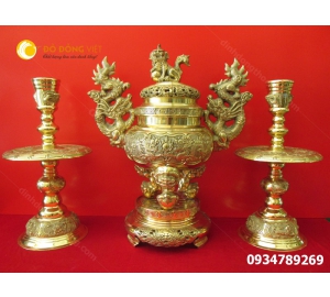 Lư ( đỉnh ) đồng Vĩnh Tiến cao 70cm mẫu đỉnh tròn