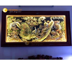 Tranh đồng ngọc đường phú quý nền xanh, giá bán tranh đồng mỹ nghệ