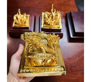 ẤN VÀNG HOÀNG ĐẾ CHI BẢO ĐÚC ĐỒNG MẠ VÀNG 24K