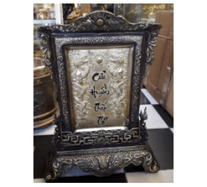 Bài vị thờ gia tiên bằng đồng vàng hun giả cổ