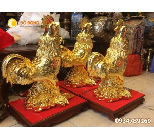 Bán tượng gà bằng đồng mạ vang phong thủy 20cm 