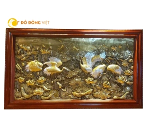 Tranh Bát Hạc Quần Tùng Bằng Đồng Hun Giả Cổ