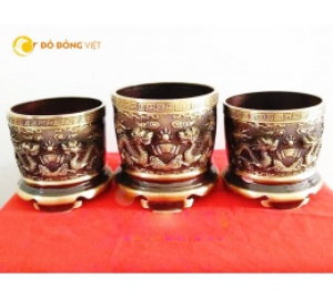 Bát hương bằng đồng họa tiết rồng phượng