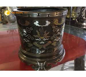 Bát hương đồng, bát hương thờ cúng bằng đồng khảm ngũ sắc