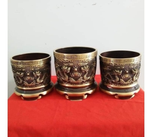 Bát hương đồng đúc nổi song long chầu nguyệt , bát hương đồng đẹp