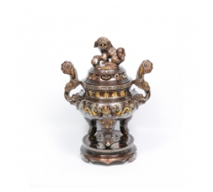 Bộ Đỉnh Đồng Phú Quý Khảm Ngũ Sắc Cao 60cm