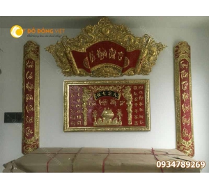 Bộ hoành phi câu đối, cuốn thư câu đồng bằng đồng giá rẻ kích thước 1m55