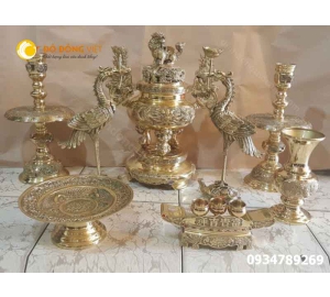 Bộ lư ( Đỉnh ) đồng Dapha thờ cúng ngũ sực và phụ kiện đồ thờ đa pha rẻ đẹp