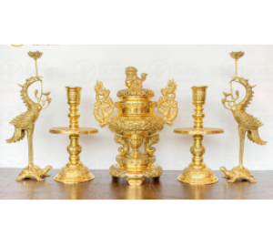 Bộ Lư Đồng  Vĩnh Tiến Cao 43cm 
