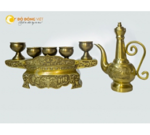 Bộ ngai chén thờ cúng bằng đồng