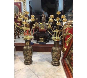 Bộ Sen đồng cao 75cm, giá bán hoa sen đồng thờ cúng