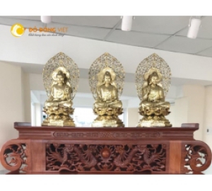 Bộ tượng phật tam thế ngồi trên đài Sen