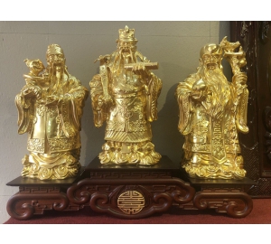 Bộ tượng tam đa Phúc Lộc Thọ bằng đồng vàng mạ vàng 24k cao cấp