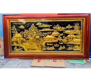 Bức tranh đồng quê mạ vàng 24k đẹp tinh xảo từng chi tiết