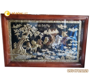 Cửa tranh bát mã bằng đồng giá rẻ chất lượng 70x 1m1 