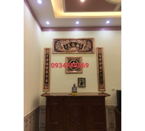 Cuốn thư câu đối Đức Lưu Quang bằng đồng đỏ kích thước 1m55