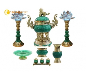 Đỉnh đồng Đa pha khảm đá đẹp tinh xảo KT 60 cm