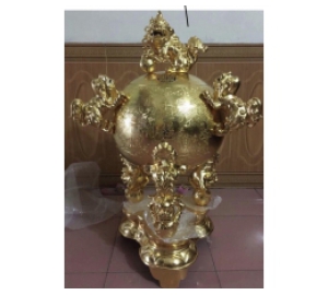 Đỉnh đồng thất lân vờn cầu bằng đồng vàng cao cấp đẹp sang trọng