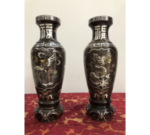 Bình hoa bằng đồng khảm ngũ sắc đẹp tinh xảo từng chi tiết