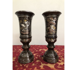 Ống đựng hương bằng đồng khảm ngũ sắc đẹp tinh xảo