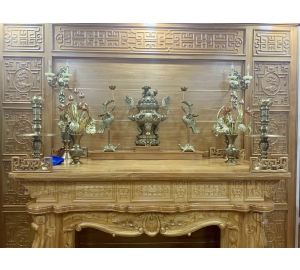 Bộ lư đồng  thờ cúng  gia tiên bằng đồng vàng đẹp