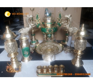 Đỉnh đồng thờ cúng, lư đồng Dapha thờ cúng khảm Ngọc Bích đẹp chất lượng