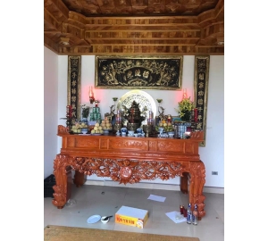 Đỉnh đồng thờ cúng song long chầu nguyệt bằng đồng vàng kích thước 55cm