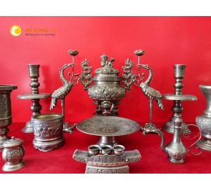 Đỉnh đồng thờ cúng thủ công hun màu KT 48cm