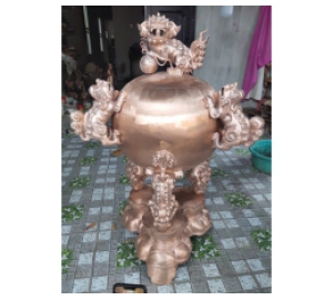 Đỉnh thất lân vần cầu bằng đồng đỏ mộc