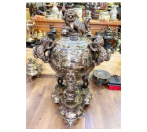 Đỉnh thất lân vờn cầu khảm ngũ sắc đẹp tinh xảo từng chi tiết