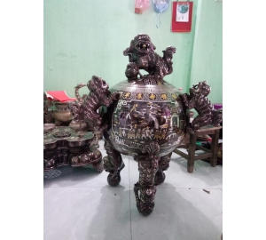 Đỉnh tròn thất lân vần cầu cao 115 cm khảm ngũ sắc đẹp tinh xảo