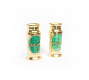 Đôi Lọ Hoa Đồng Khảm Đá Cao 25cm 