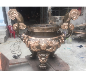 Đúc lư hương đồng cỡ lớn cung tiến đình chùa, đúc lư hương đồng đỏ