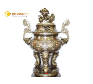 Đúc lư hương đồng đình chùa, đỉnh đồng khảm ngũ sắc