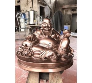 Đúc tượng Phật Di lặc ngồi ôm bao tiền bằng đồng đỏ