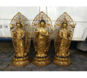 Đúc tượng Phật Tam Thế bằng đồng vàng đẹp