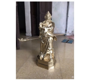 Đúc tượng Quan Vân Trường cầm đao vuốt râu bằng đồng vàng nguyên chất