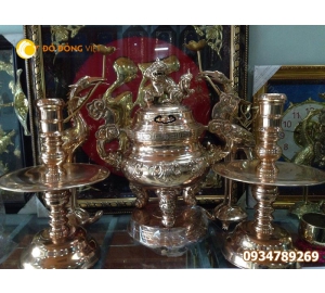 Giá bán bộ đỉnh đồng thờ cúng bằng đồng đỏ tam sự, ngũ sự