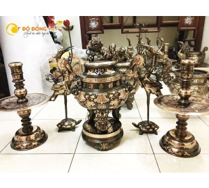 Giá bán đỉnh đồng ngũ sự thờ cúng bằng đồng đỏ hai công nghệ