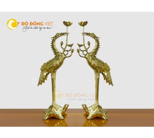 Đôi hạc thờ bằng đồng vàng đẹp tinh xảo