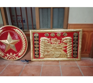 Tranh cửu huyền thất tổ bằng đồng vàng nền đỏ, giá bán tranh đồng thờ cúng