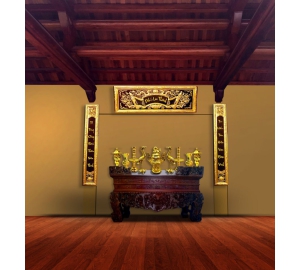 Bộ hoành phi câu đối bằng đồng mạ vàng 24k cao cấp 