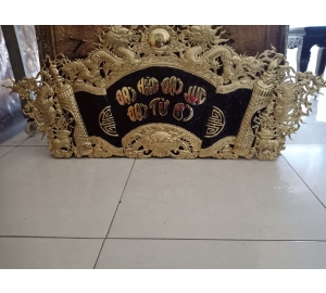 Cuốn thư câu đối đại hùng đại lực đại từ bi bằng đồng vàng nền đen 